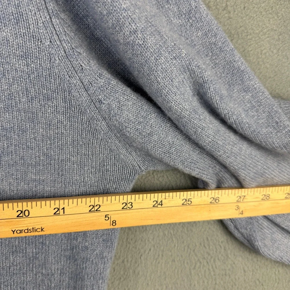 American Blue Pure Cashmere V-Neck Cable Knit Sweater Light Blue XL